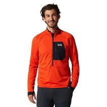 Mountain Hardwear 남성용 표준 폴라텍 파워 그리드 하프 지퍼 재킷 서플러스 그린 헤더 미디엄, XX-Large, State Orange