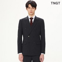 TNGT 체크 더블버튼 데이텀핏 수트 자켓 차콜