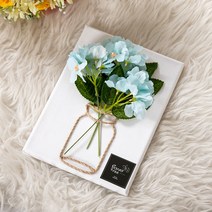 프리미엄 인테리어 조화 벽장식 카페 리스 가렌드 캔버스 장식 소품 1, 36.수국라인액자set 24cmAP, 블루