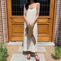 겟잇미 스퀘어넥 린넨 레이온 일자핏 나시 원피스