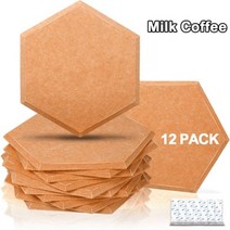 녹음 스튜디오용 음향 처리 패널 방음 천장 벽 흡음 12 개, Milk Coffee, 10mm Super Density, Large hexagon