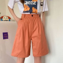 여자 숏팬츠 밴딩 바스락 반바지 느슨한 모든 경기 패션화물 무릎 길이 바지 Preppy Girls Bf 캐주얼 Ulzzang 빈티지 오피스 레이디 인 미학