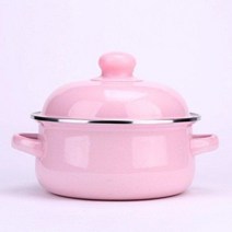 레트로 미니 법랑 냄비 양수 빈티지 에나멜 이유식 라면 죽 전골 귀여운 캐릭터, 핑크 18cm/1.5L, .