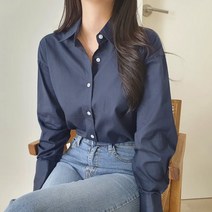 몽글리다 베이직 솔리드 셔츠 4color 바스락 면 여성 국내생산