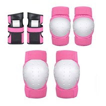 스포츠용품 액세서리 6pcs 팔꿈치 패드 손목 야외 스포츠 보호 키트 인라인 스피드 스케이트 레이싱 자전거, 01 pink_03 L