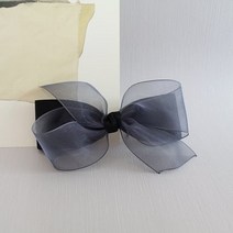 라벤더슈슈 [ 고급스러운 오간디 포인트 헤어핀 ] 블랙 앤 그레이 리본핀