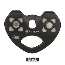 xinda mountaineer 암벽 등반 풀리 야외 횡단 트윈 휠 풀리 알루미늄 탠덤 더블 풀리 볼 베어링, [08] Black B style