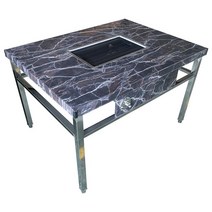 사각 가스로스타 숯통 직화구이기 대리석상판 업소용, 모조 나뭇결 표면 120 X 80cm