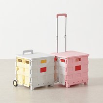 홈스토리 접이식 쇼핑 핸드 카트 파스텔컬러 중형 뚜껑세트 장바구니 캐리어 2color, 핑크그레이