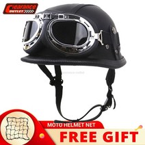 블루투스 헬멧 여름 빈티지 레트로 반 헬멧 남녀 공용 통기성 바이크 오토바이 M-XXL, 05 ZC666  Black_02 L