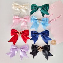광택 더블 레이어 새틴 리본 데코덴 파츠 세트 미니어처 슬라임 레진 아트 DIY 탑꾸 탑로더 꾸미기 머리핀 만들기, 스카이블루
