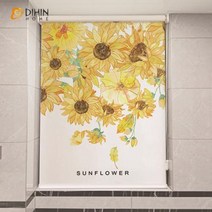 못없이블라인드 무타공커튼 목가적 해바라기 인쇄 롤러 그늘 반전체 정전 두꺼운 블라인드 크기로 잘라