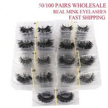 25 MM 속눈썹 도매 30/50 쌍 3D 밍크 눈 트레이 없음 상자 자연/두꺼운 긴 거짓 메이크업, 50 Pairs Mix