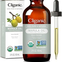 Cliganic 유기농 마룰라 오일 56.7g(2온스) - 100% 순수 - 얼굴 및 모발용 | 천연 냉압착 비정제, 2 Fl Oz (Pack of 1)