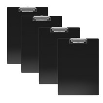 인터탑 플랜파일 뉴 투명 칼라 클립보드 MDF 우드 클립보드 당일, 1세트, 검정 A4 (4개입)