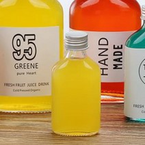 뉴마켓 납작 유리병 A 100ml 76개 (약 가로 7cm x 세로 3.2cm x 높이 12.3cm 마개 2.8cm)