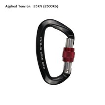 25KN Professional Climbing Carabiner D Shape Aviation Aluminum Safety Lock Outdoor Climbing Asce, 25KN 블랙