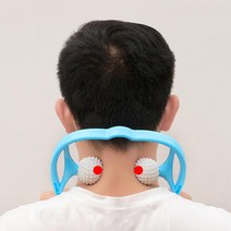 디엠몰 1+1 목걸이 셀프 목 마사지 지압 골프공 볼 롤링 혈액순환 근육통, 블루