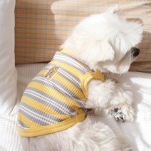 강아지스웨터 비숑 슈나우저 작은반려견 봄가을겨울 겨울가디건, L(권장 체중 8-11kg), 노란색 줄무늬