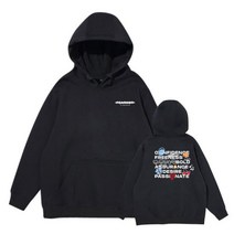 르세라핌 콘서트 FEARNO 굿즈 봄 후드 루즈핏 풀오버 기모 맨투맨, XL, 블랙 기모
