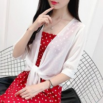 레드 볼레로 여성 오픈 프론트 시원한 여름 볼레로 가디건