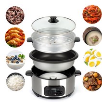 멀티쿠커 대용량 3.5L 올인원 한번에 2단쿠커 찜기 볶음 튀김 밥 찌개 자취 만능쿡, 리빙센스 대용량 멀티쿠커