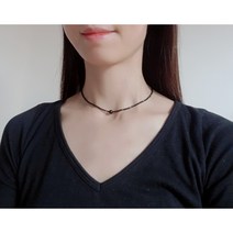 포인트 원석목걸이 심플한 비즈초커 데일리 써지컬스틸목걸이