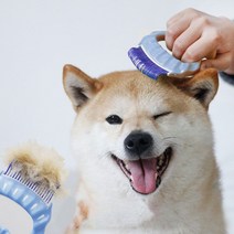 강아지 고양이 2in1 저자극 기능성 브러쉬 사랑빗 조개빗 죽은털제거 빗, 핑크