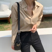 빼빼 여성용 브이라인 카라넥 세련된 블라우스