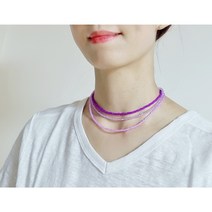보라 비즈목걸이 포인트 초커 써지컬스틸 갑상선목걸이