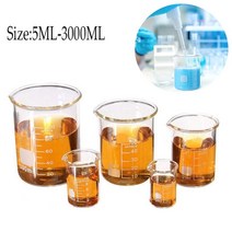 파이렉스 유리 비커 붕규산염 GG-17 눈금 화학 측정 3000ml-5ml, 15 2000ml