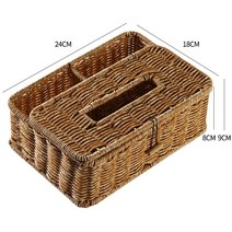라탄티슈케이스 리모컨 보관 다양도 인테리어 소품 커버, 라이트 투톤체크 24x18x9cm