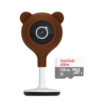 헤이홈 헤이베어 홈cctv 캐릭터 케이스, 헤이베어 커버 + 홈카메라 + 128GB SD카드