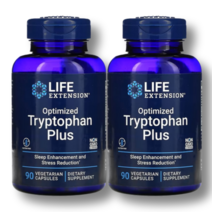 라이프익스텐션 트립토판 플러스 1 000mg 베지캡슐 90정 2팩 Tryptophan l트립토판 니아신 라이신 특허성분, 1개, 기본