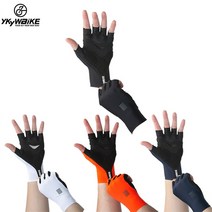 YKYWBIKE 사이클링 장갑 MTB 자전거 장갑 스포츠 하프 핑거 바이크 Goves 통기성 충격 방지 장갑, 검정, L