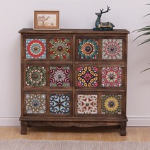 옷방 장식 수납장 화려한 중국식 빈티지 원목 페인팅 거실장 서랍, 옵션외상품별도문의