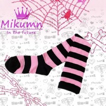 일본 스타일 스트라이프 레이스 토끼 귀 후드 고딕 소녀 카와이 핑크 오프 숄더 긴팔 상의 티