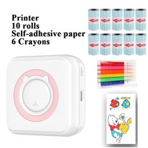 스마트폰사진인화기 휴대폰 사진출력 열프린터 미니 무선 핸즈프리 200 인치 당 점 사진 라벨 메모 휴대용, 08 Pink plus 10 paper