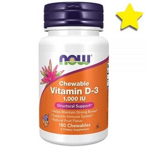 나우푸드 비타민D Vitamin 3 1000 IU 과일맛 구조적 보충 180 츄어블, Fruit 강철체력