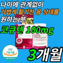 캐나다 직수입 CoQ 10 큐 텐 코 고 큐텐 항산화 코 고 엔 앤 자임 높은 혈압 감소 도움 을 주는 코큐텐 식약처 인증 인정 유해 산소 억제 건강 기능 식품 활력 비타민 C B, 3개월(90캡슐X1통)