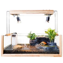 육지거북이 사육장 나무 자동온도조절 파충류 원목 오픈 케이지 카멜레온 은신처