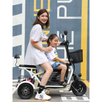 3인승 초경량 전기자전거 통근 등하원 3륜 접이식 자전거, 400W 전기자전거 15A/60km 3인승