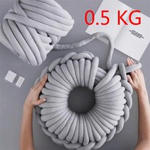 자이언트얀 1KG Thick Super Bulky Chunky Yarn for Hand Knitting Crochet Soft Big Cotton DIY Arm Roving Sp, [06] gray-0.5KG