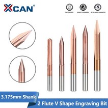 CNC조각기 XCAN V 모양 엔드밀 3.175mm 생크 밀링 커터 2030456090 도 2 플루트 조각 비트 라우터 CNC 카빙, [14] 20Dx0.1, 14 20Dx0.1