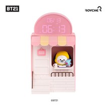 BT21 마이리틀버디 카페 모형 탁상시계 LED 무드등 조명 피규어 LED 디지털 시계 방탄소년단 BTS 굿즈, 치미