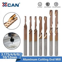 XCAN 3.175-12mm 생크 1 플루트 엔드 밀 TiCN 코팅 나선형 밀링 커터 알루미늄 구리 절단 카바이드 CNC 라우터 비트143470, 6x15x50