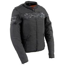 Milwaukee Leather MPL2730 여성용 블랙 크로스오버 직물 스쿠터 재킷 반사 해골 포함 - 5XL 505533, X-Large