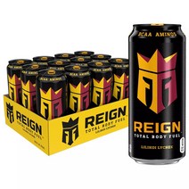 Reign Total Body Fuel Lilikoi Lychee Cans 16 oz 레인 토탈 바디 퓨얼 릴리코이 리치 473ml 12캔 1팩