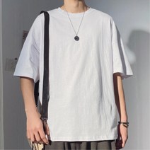 돌드업 마른남성 체형커버 오버핏 반팔 무지 면티셔츠 2컬러
