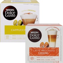 네스카페 돌체구스토 캡슐커피 카푸치노 16캡슐 +카라멜마끼아토 16캡슐, 1세트